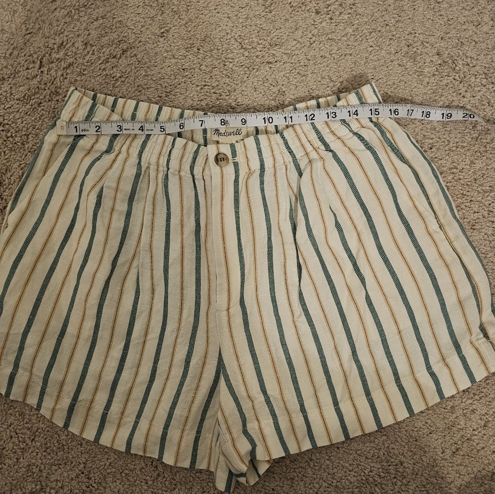 Madewell NWT Linen Viscose Blens Track Shorts in Stripe Size L - Picture 8 of 9